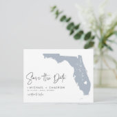 Dusty Blue Florida Kaart QR Code Bewaar de datum (Staand voorkant)