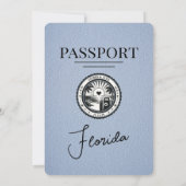 Dusty Blue Florida Passport Faire-part de mariage (Dos)