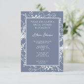 Dusty Blue Flourish Bridal Shower Invitation (Debout devant)