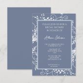 Dusty Blue Flourish Bridal Shower Invitation (Devant / Derrière)