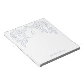 Dusty Blue  Flourish Monogram briefpapier Notitieblok (Schuin)