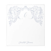 Dusty Blue  Flourish Monogram briefpapier Notitieblok (Voorkant)