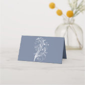 Dusty Blue Flourish Reception Place Card (Achterkant)