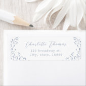 Dusty Blue Flourish Script retouradres Etiket (Insitu)