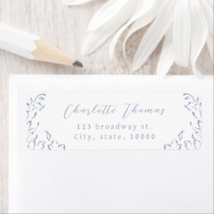 Dusty Blue Flourish Script retouradres Etiket