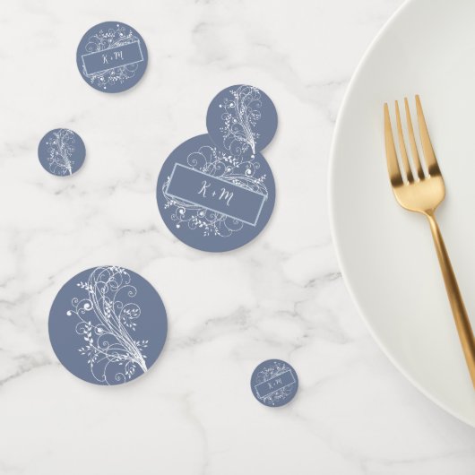 Dusty Blue Flourish Wedding Confetti (Groep)