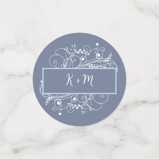Dusty Blue Floury Mariage Confetti (Petit recto)