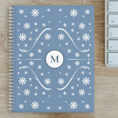 Dusty Blue Flower Power Monogram Carnet Recette