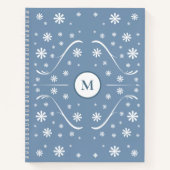 Dusty Blue Flower Power Monogram Carnet Recette (Devant)