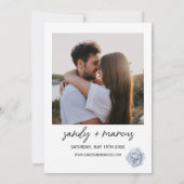 Dusty Blue Flower Wedding Photo Uitnodiging (Achterkant)