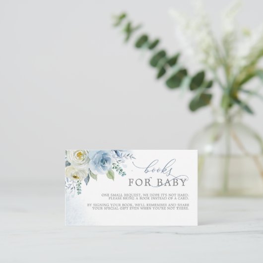 Dusty Blue Flowers Book for Baby Enclosure Kaart (Staand voorkant)