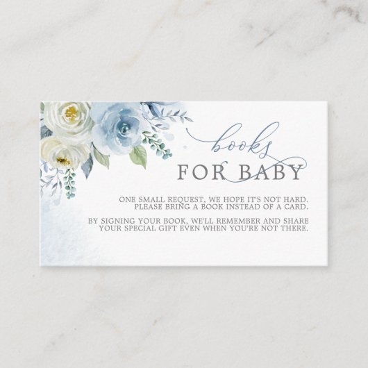 Dusty Blue Flowers Book for Baby Enclosure Kaart (Voorkant)