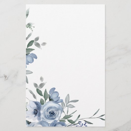 Dusty Blue Flowers Bruidsspel Raad de jurk Flyer (Achterkant)