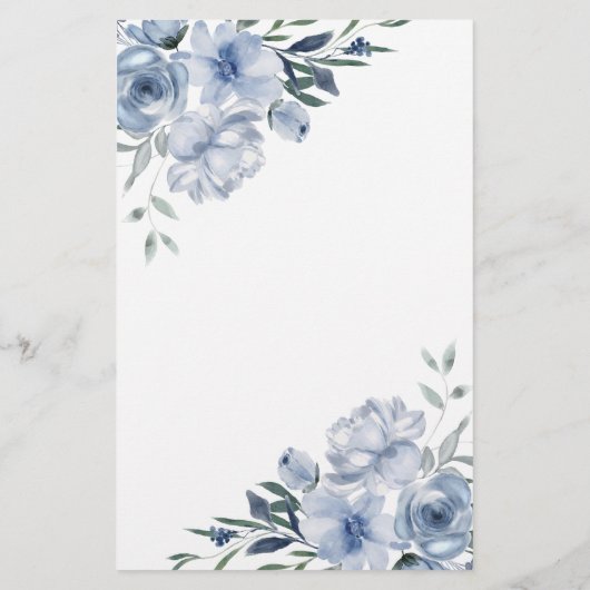 Dusty Blue Flowers Bruidsspel Whats in je tas Flyer (Achterkant)