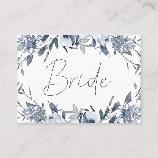 Dusty Blue Flowers Bruiloft Gereserveerde Plaats K Plaatskaartje (Voorkant)