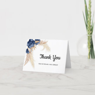 Dusty Blue Flowers en Pampas Wedding Hartelijk dan Bedankkaart