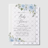 Dusty Blue Flowers, Greenery, Boho, Baby shower Vellum Uitnodigingen (Offset (Uitnodiging))