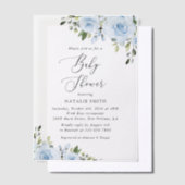Dusty Blue Flowers, Greenery, Boho, Baby shower Vellum Uitnodigingen (Offset)