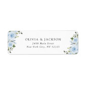 Dusty Blue Flowers, Greenery, Boho, Floral Wedding Etiket (Voorkant)