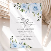 Dusty Blue Flowers, Greenery, Boho, Floral Wedding Kaart