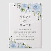 Dusty Blue Flowers, Greenery, Boho, Floral Wedding Vellum Uitnodigingen (Voorkant)