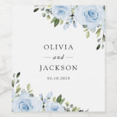 Dusty Blue Flowers, Greenery, Boho, Floral Wedding Wijn Etiket (Enkel label)