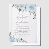 Dusty Blue Flowers, Greenery, Boho, Sweet 16 Vellum Uitnodigingen (Offset)