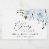 Dusty Blue Flowers, Greenery, Boho, Vrijgezellenfe Sparkling Wijnetiket (Enkel label)