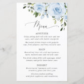 Dusty Blue Flowers, Greenery, Bridal Shower Menu (Voorkant)