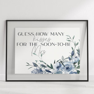 Dusty Blue Flowers raden hoeveel kussen spel Poster