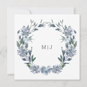 Dusty Blue Flowers Rozen bruiloft uitnodiging (Achterkant)