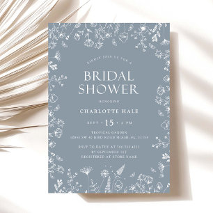 Dusty Blue Flowers Vrijgezellenfeest Kaart