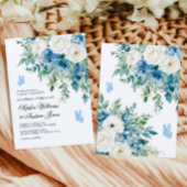 Dusty Blue Flowers Wedding Invitation