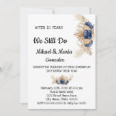 Dusty Blue Flowers Wedding Jubileum Renewal Kaart (Voorkant)