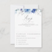 Dusty Blue Flowers Wedding RSVP (Voorkant)