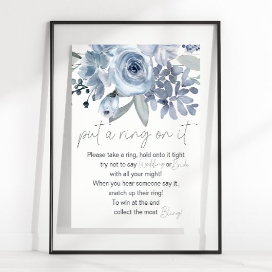 Dusty Blue Flowers zet er een ring op Poster