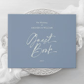 Dusty Blue Foil Mariage livre d'hôtes