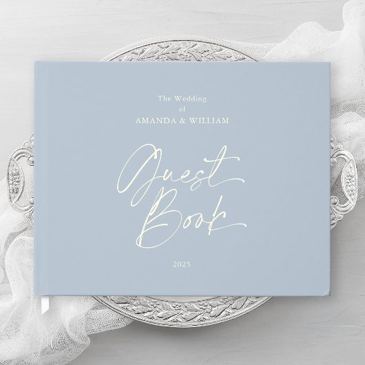 Dusty Blue Foil Mariage livre d'hôtes