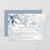 Dusty Blue Foliage CUSTOM RSVP DÉTAILS Invitation (Devant / Derrière)