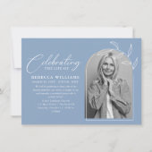 Dusty Blue Foto Viering van het Leven Begrafenis Kaart (Voorkant)