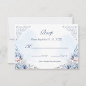Dusty Blue French Garden Floral Wedding RSVP (Devant)