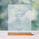 Dusty Blue Frosted Acrylic Wedding Bar Menu Sign (Neutre)