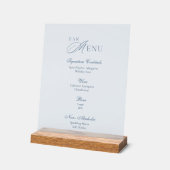 Dusty Blue Frosted Acrylic Wedding Bar Menu Sign (Angle)