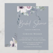 Dusty Blue Garden Floral Bridal Shower Invitation (Devant / Derrière)