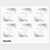 Dusty Blue Garden Floral Hartelijk dank Vierkante Sticker (Vel)