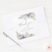 Dusty Blue Garden Floral Hartelijk dank Vierkante Sticker (Envelop)