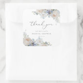 Dusty Blue Garden Floral Hartelijk dank Vierkante Sticker (Tas)