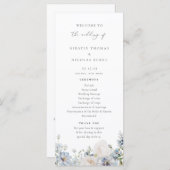 Dusty Blue Garden Floral Wedding Programma (Voorkant / Achterkant)