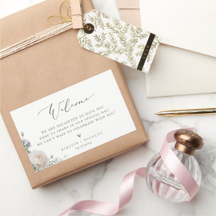 Dusty Blue Garden Floral Welcome Rechthoekige Sticker