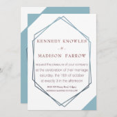Dusty Blue Geometric Wedding Invitation Kaart (Voorkant / Achterkant)